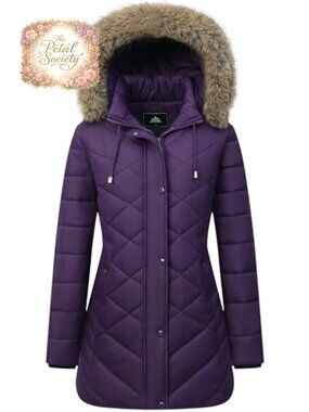 Women's Long Winter Down Jacket Thickened Fleece Lined Hooded Coat